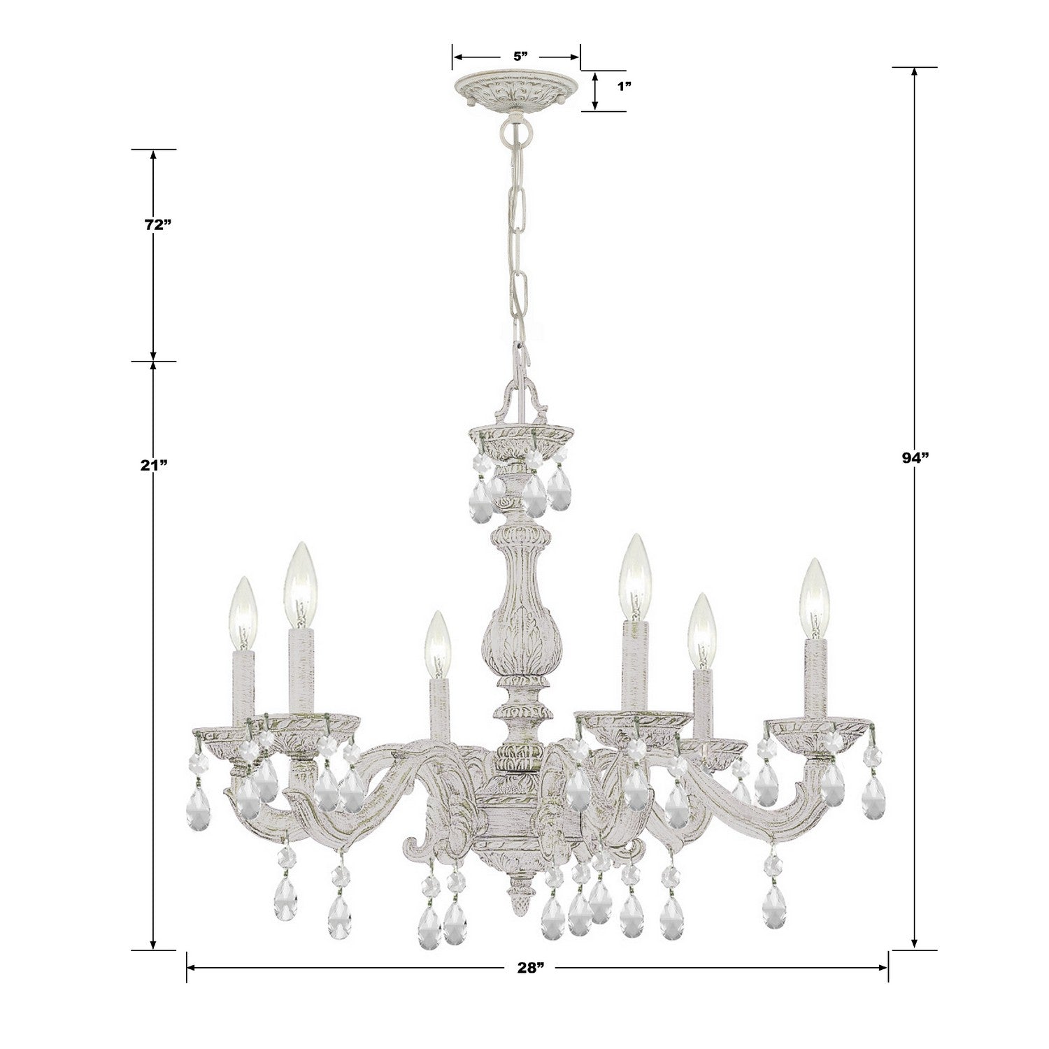 Crystorama - 5036-AW-CL-MWP - Six Light Chandelier - Paris Market - Antique White