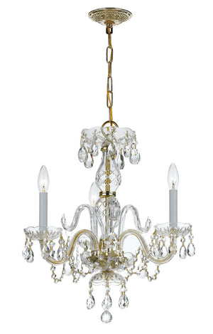 Crystorama - 5044-PB-CL-MWP - Three Light Mini Chandelier - Traditional Crystal - Polished Brass