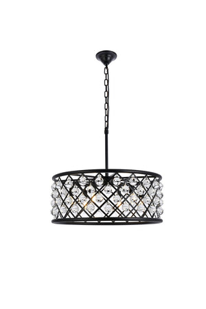 Elegant Lighting - 1213D25MB/RC - Six Light Chandelier - Madison - Matte Black