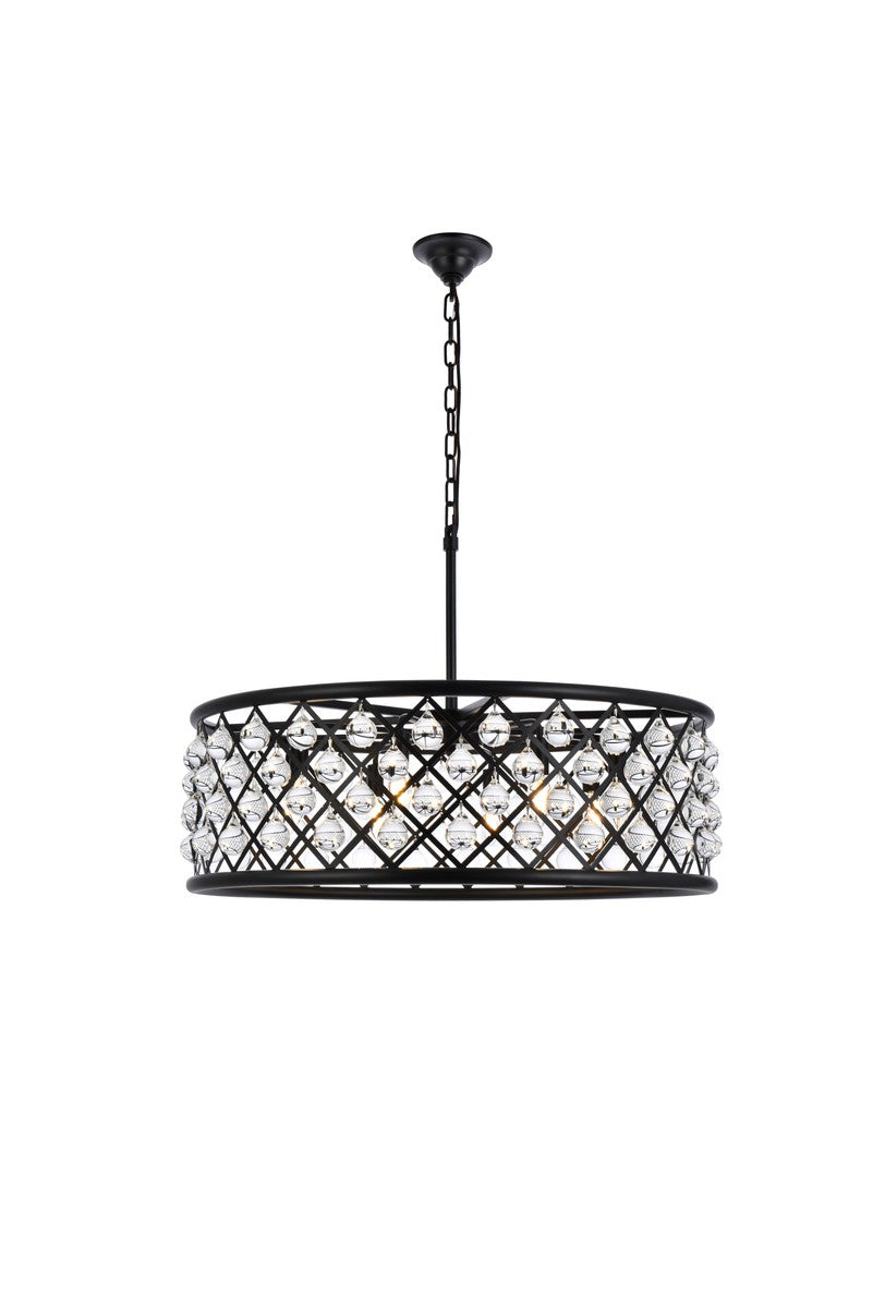 Elegant Lighting - 1213D32MB/RC - Eight Light Chandelier - Madison - Matte Black