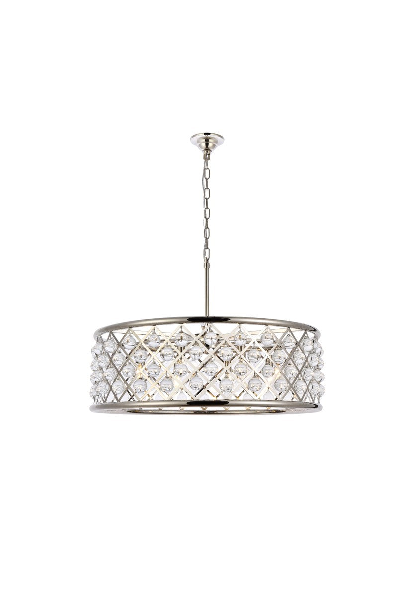 Elegant Lighting - 1213D32PN/RC - Eight Light Chandelier - Madison - Polished Nickel