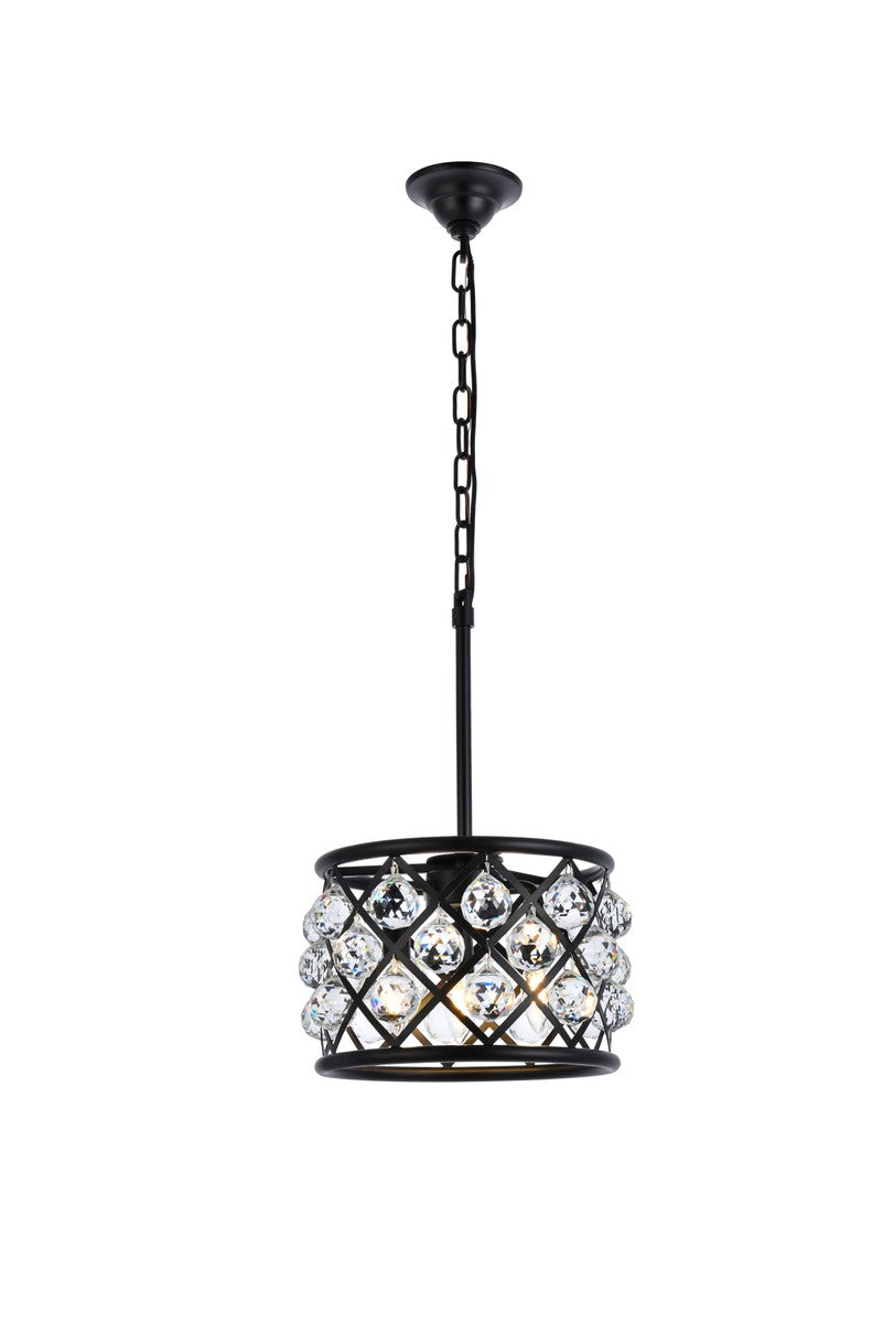 Elegant Lighting - 1214D12MB/RC - Three Light Pendant - Madison - Matte Black