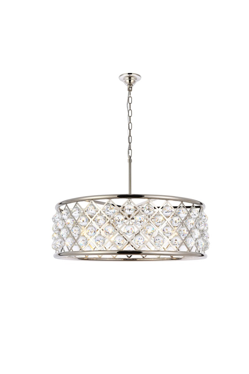 Elegant Lighting - 1214D32PN/RC - Eight Light Chandelier - Madison - Polished Nickel