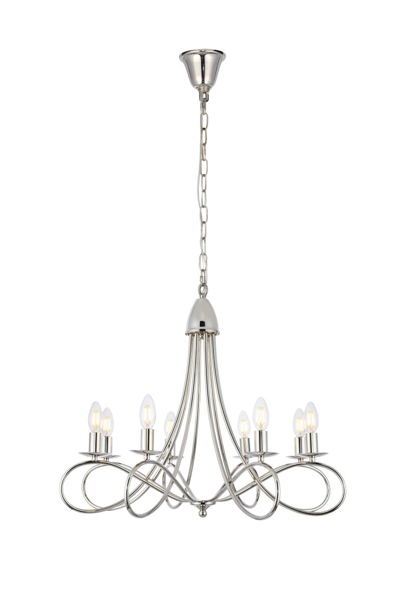 Elegant Lighting - 1452D28PN - Eight Light Pendant - Lyndon - Polished Nickel