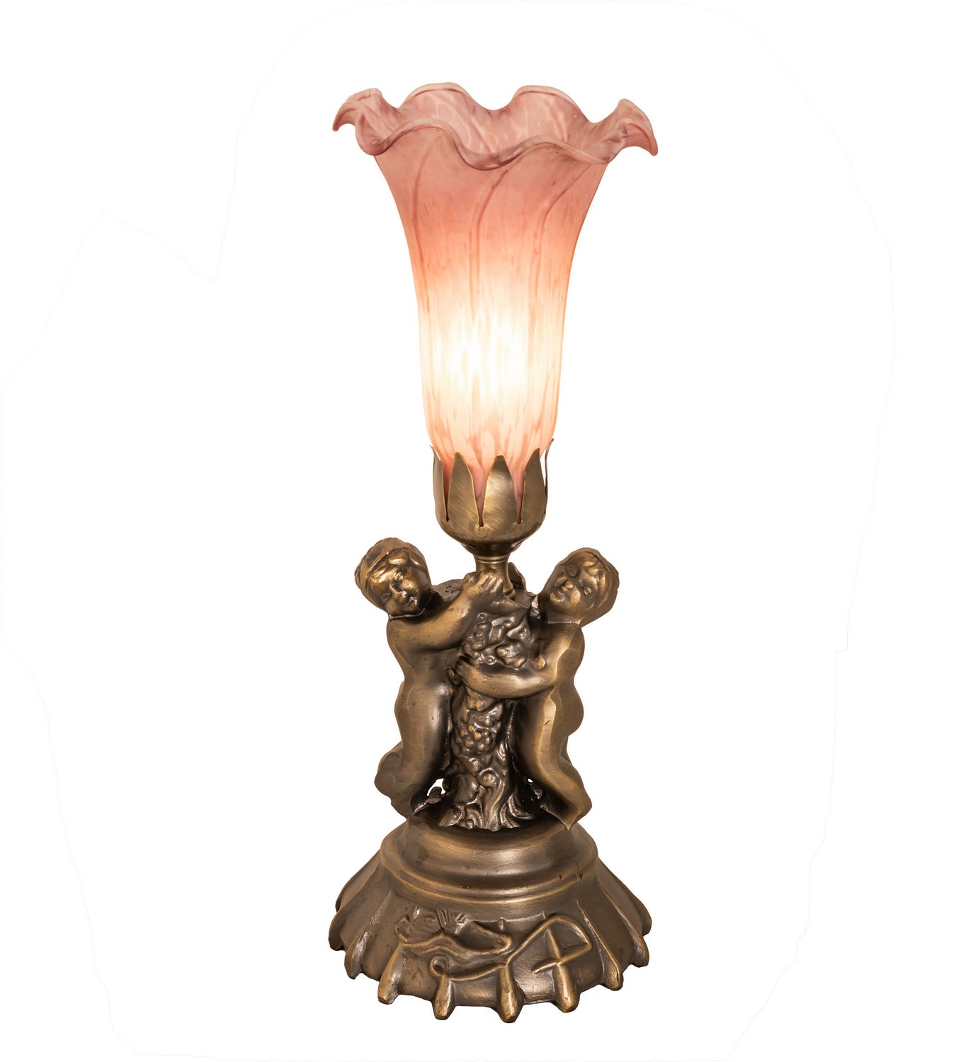 Meyda Tiffany - 11015 - One Light Mini Lamp - Pink - Antique Bronze