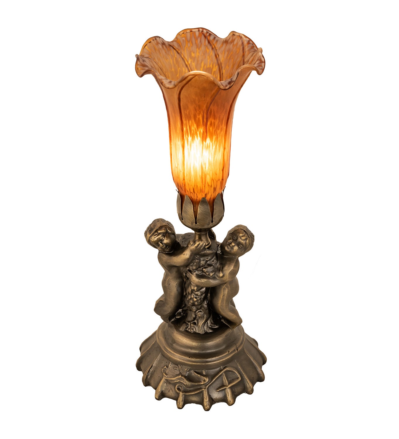 Meyda Tiffany - 11021 - One Light Mini Lamp - Amber - Antique Brass