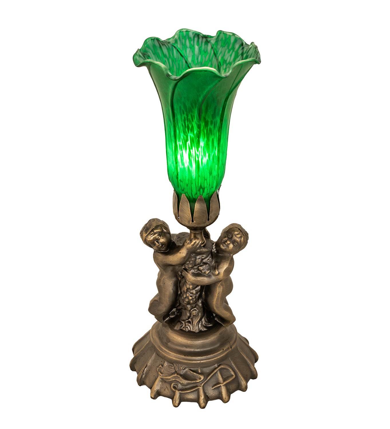 Meyda Tiffany - 11026 - One Light Mini Lamp - Green - Antique Brass