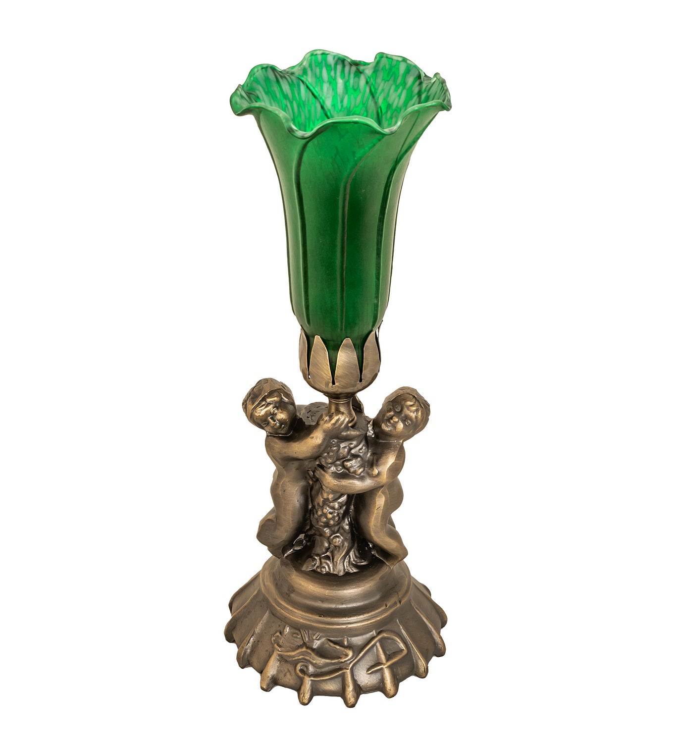 Meyda Tiffany - 11026 - One Light Mini Lamp - Green - Antique Brass