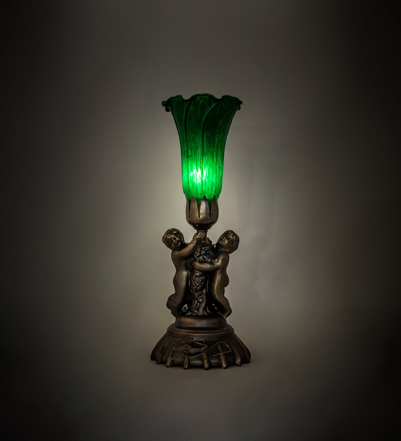 Meyda Tiffany - 11026 - One Light Mini Lamp - Green - Antique Brass