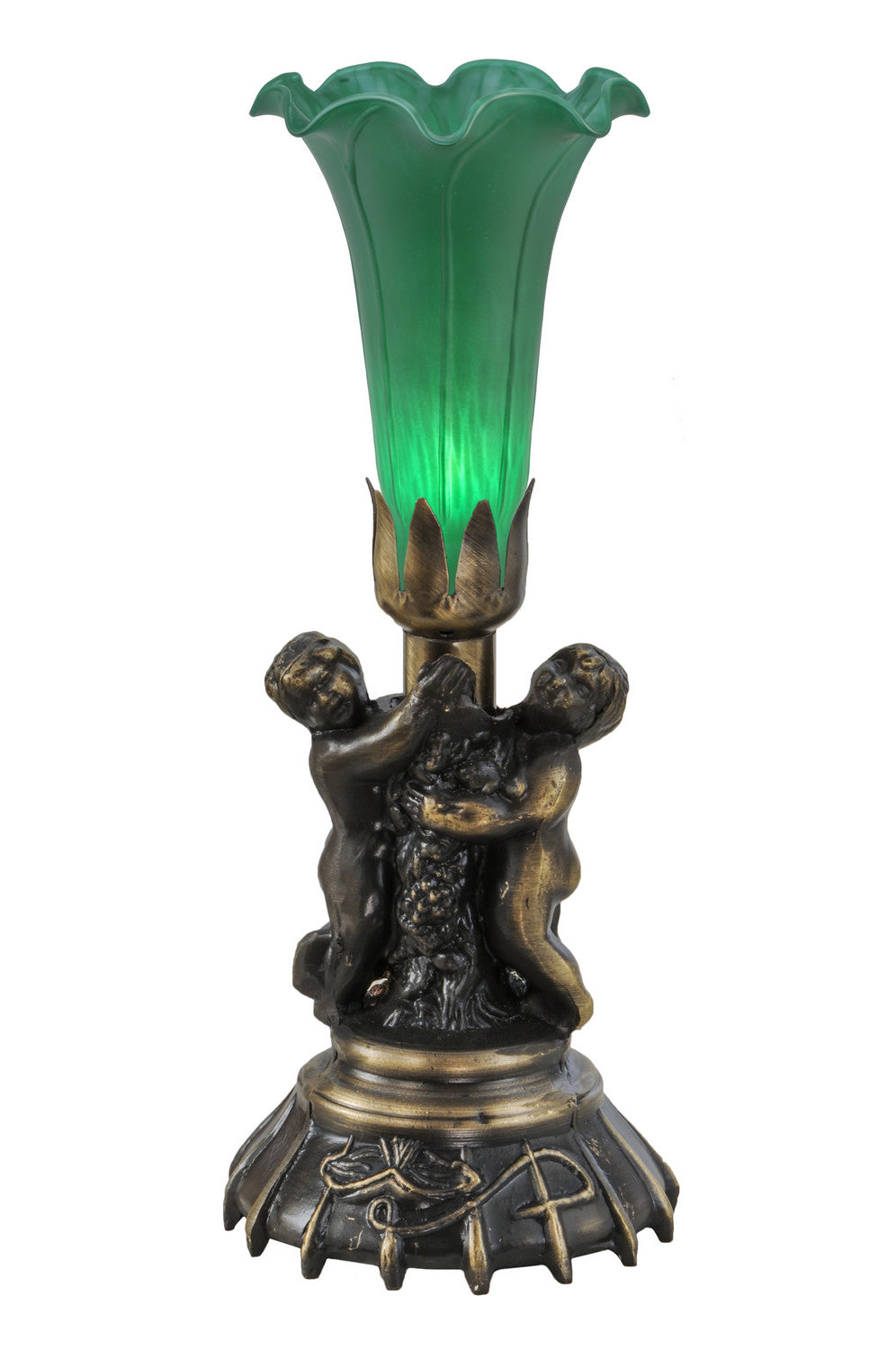 Meyda Tiffany - 11026 - One Light Mini Lamp - Green - Antique Brass