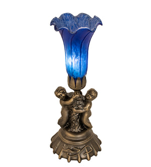 Meyda Tiffany - 11038 - One Light Mini Lamp - Blue - Antique Brass