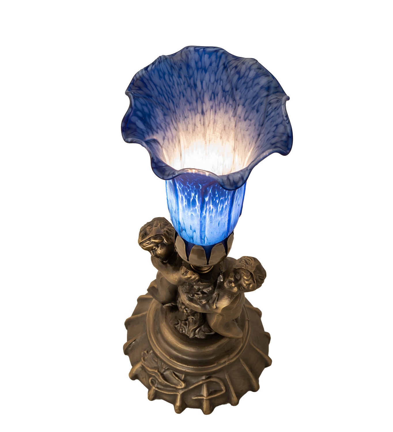 Meyda Tiffany - 11038 - One Light Mini Lamp - Blue - Antique Brass