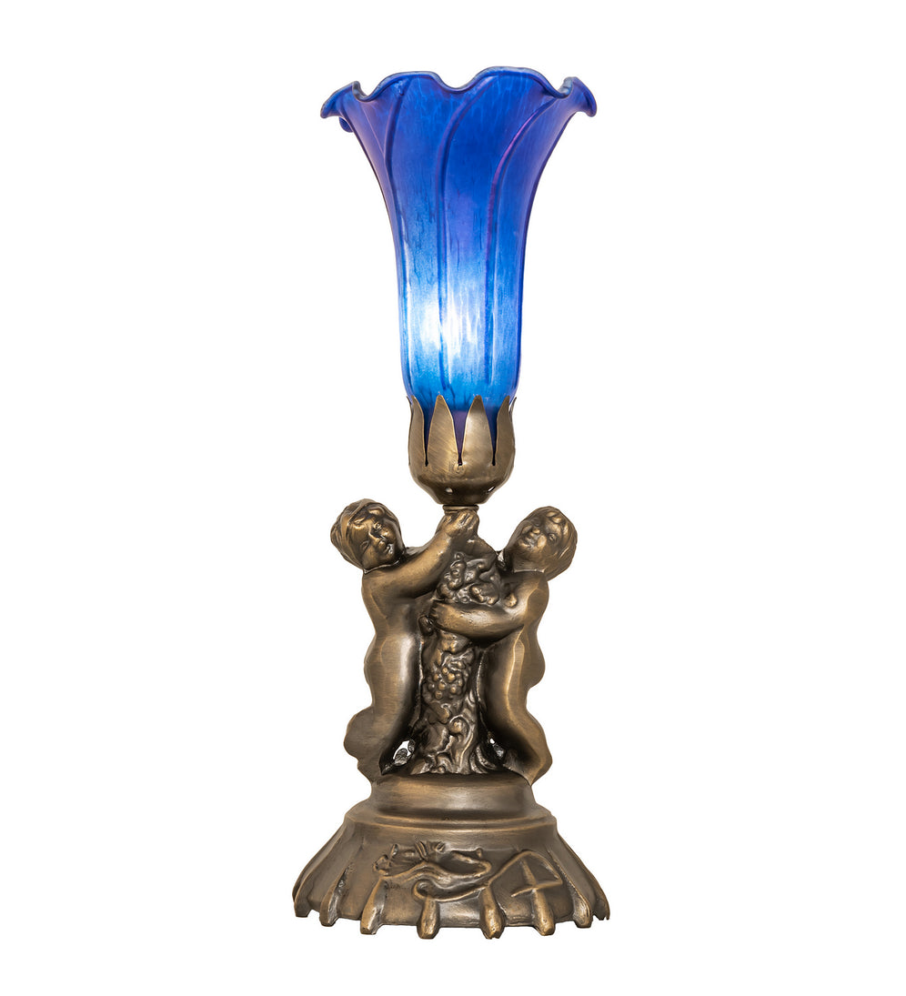 Meyda Tiffany - 11038 - One Light Mini Lamp - Blue - Antique Brass