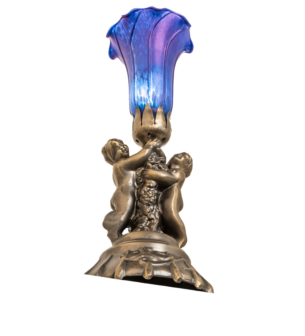 Meyda Tiffany - 11038 - One Light Mini Lamp - Blue - Antique Brass