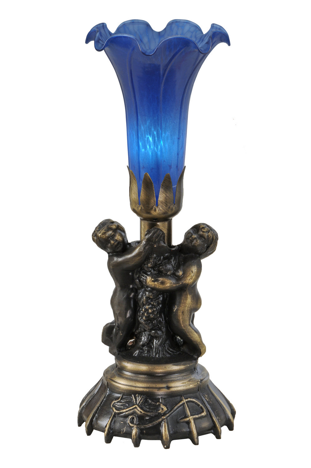 Meyda Tiffany - 11038 - One Light Mini Lamp - Blue - Antique Brass