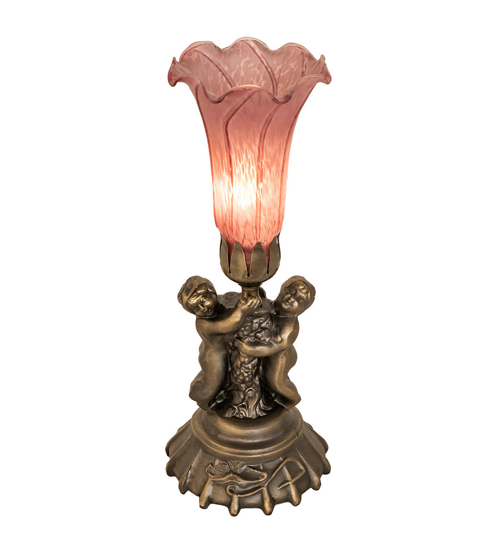 Meyda Tiffany - 11129 - One Light Mini Lamp - Lavender Pond Lily - Antique Brass