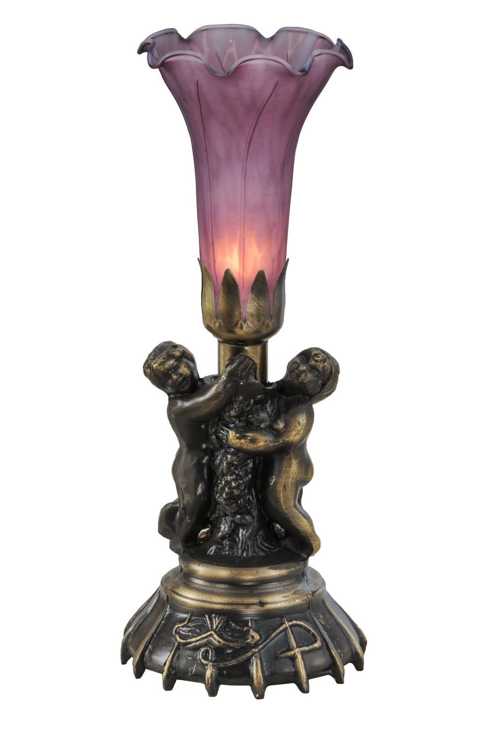 Meyda Tiffany - 11129 - One Light Mini Lamp - Lavender Pond Lily - Antique Brass