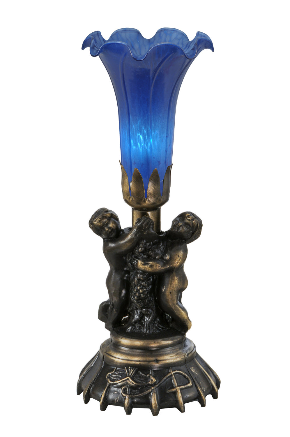 Meyda Tiffany - 11533 - One Light Mini Lamp - Blue Pond Lily - Mahogany Bronze