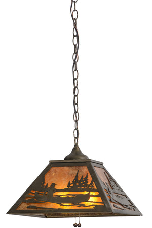 Meyda Tiffany - 116147 - Two Light Pendant - Canoe At Lake - Antique Copper