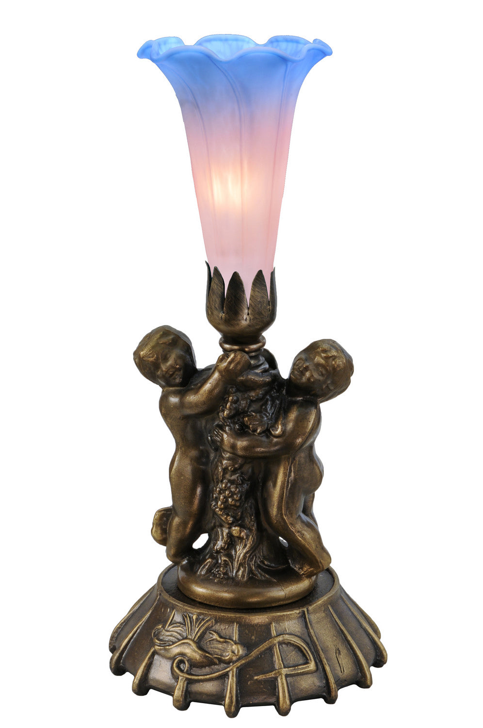 Meyda Tiffany - 12454 - One Light Mini Lamp - Pink/Blue - Mahogany Bronze