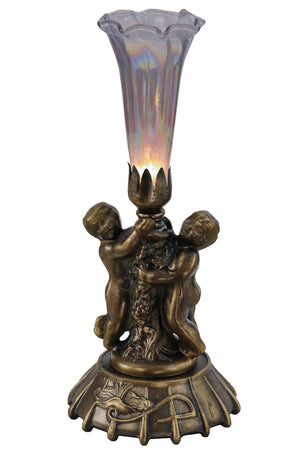 Meyda Tiffany - 12502 - One Light Mini Lamp - Purple Iridescent Pond Lily - Mahogany Bronze