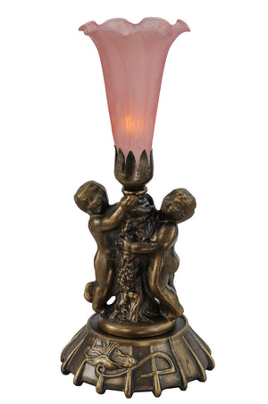 Meyda Tiffany - 12522 - One Light Mini Lamp - Pink Tiffany Pond Lily - Mahogany Bronze