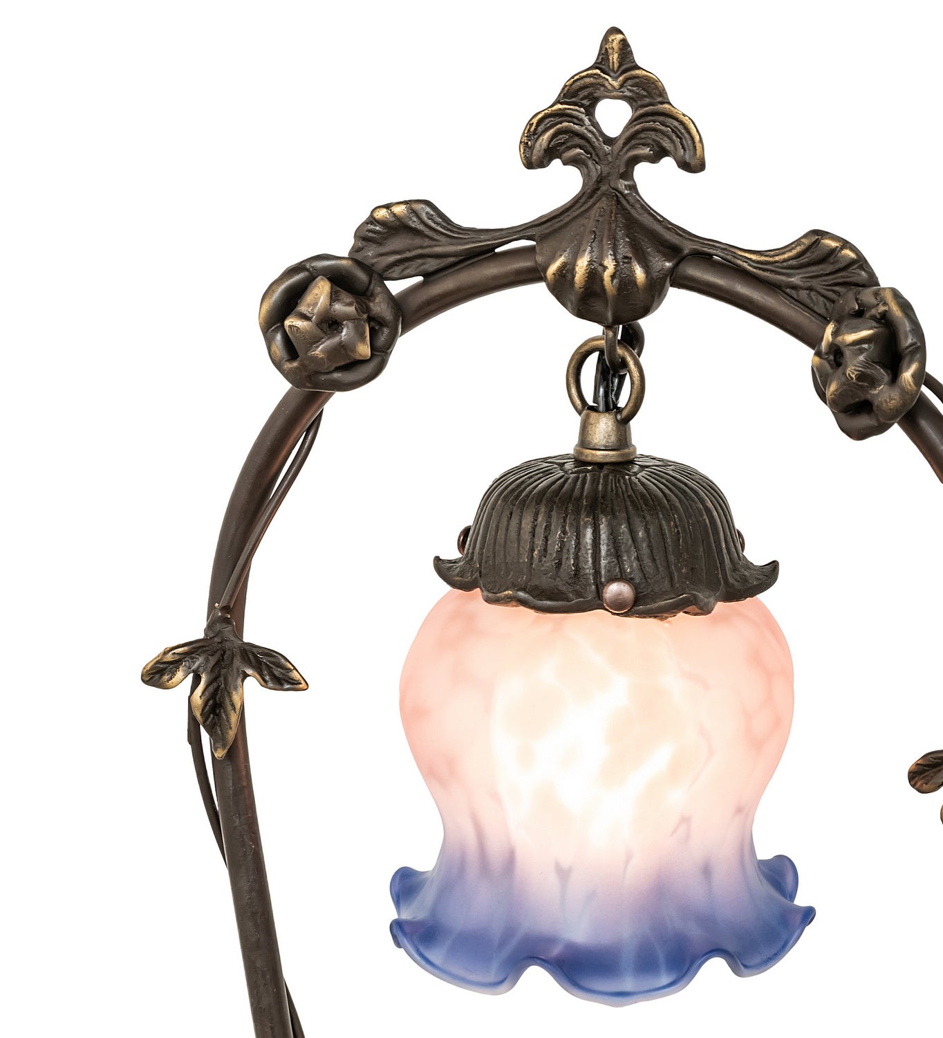 Meyda Tiffany - 12655 - One Light Accent Lamp - Pink/Blue Cherub With Violin - Mahogany Bronze