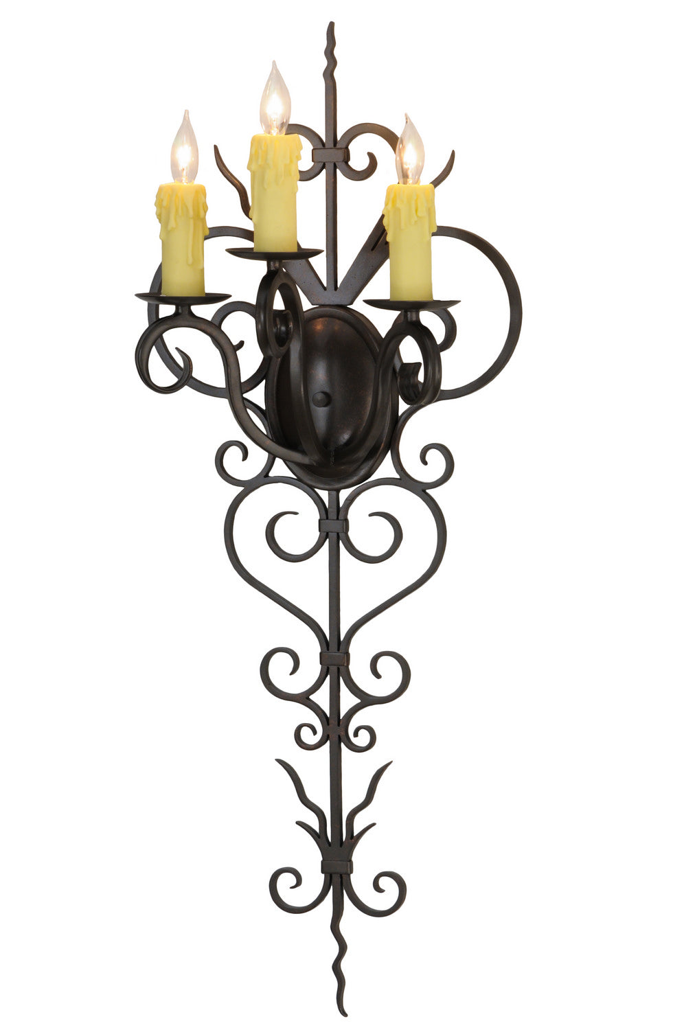 Meyda Tiffany - 131396 - Three Light Wall Sconce - Kenna - Rustic Iron