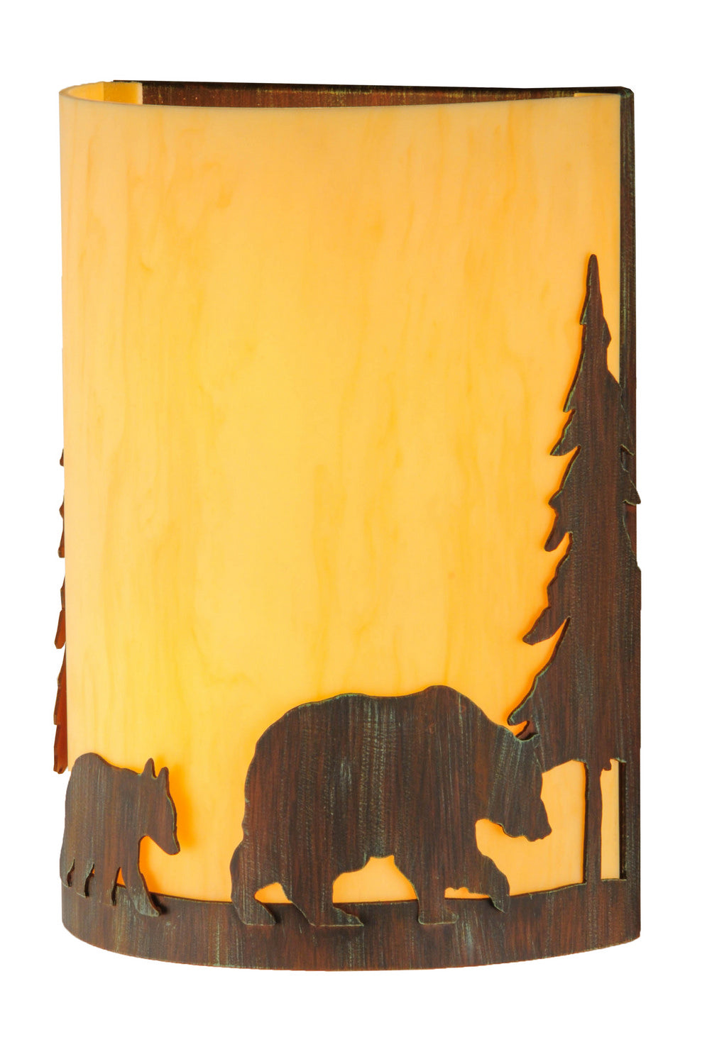 Meyda Tiffany - 143417 - Two Light Wall Sconce - Pine Tree And Bear - Old Red Barn