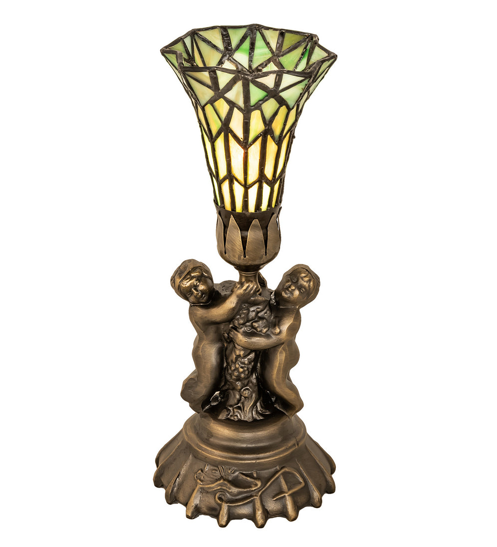 Meyda Tiffany - 151922 - One Light Mini Lamp - Stained Glass Pond Lily - Antique Brass