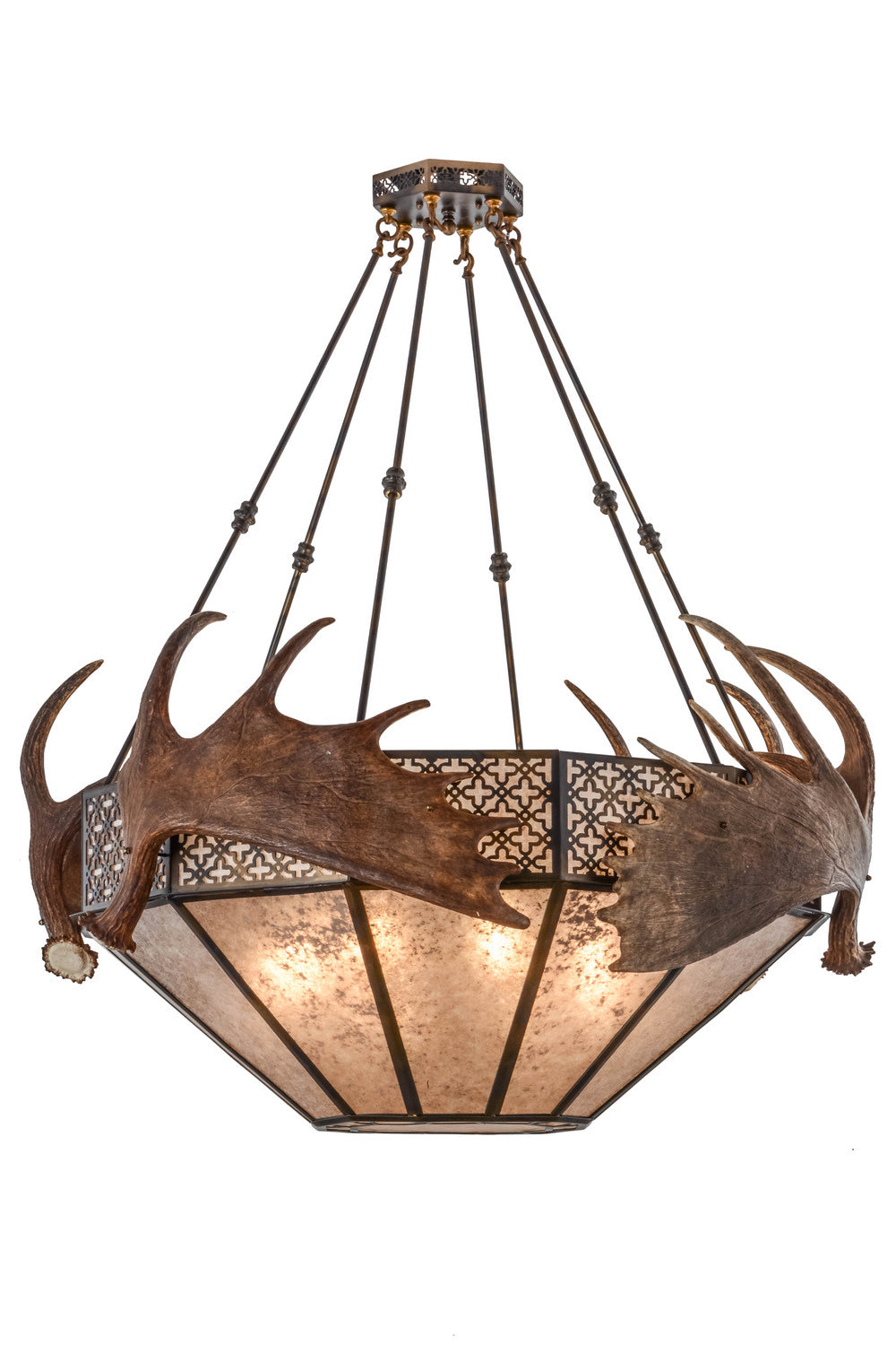 Meyda Tiffany - 154279 - Eight Light Pendant - Antlers - Dark Burnished Antique Copper