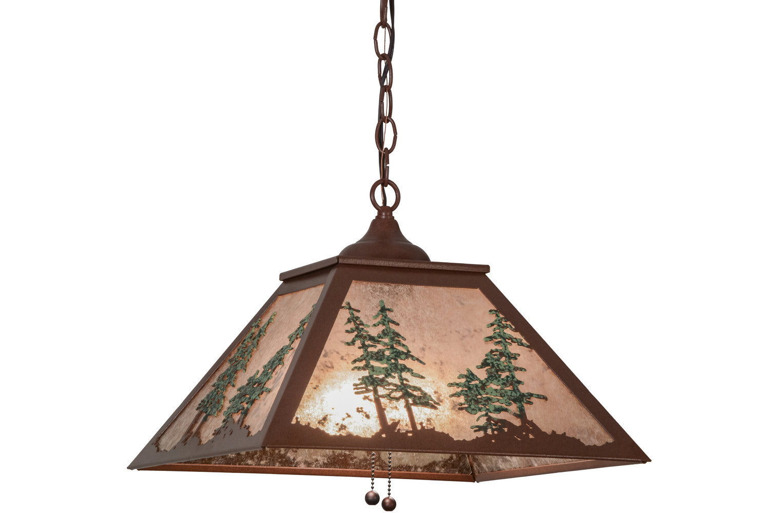 Meyda Tiffany - 154496 - Two Light Pendant - Tall Pines - Rust / Green Trees