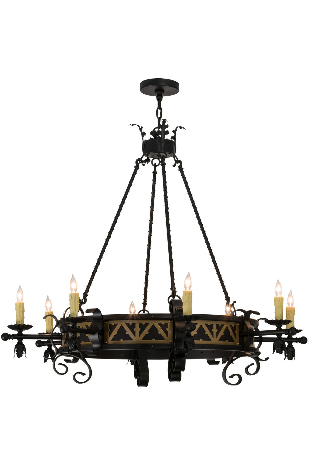 Meyda Tiffany - 155072 - Eight Light Chandelier - Filomena - Blackwash/W Gold Accents