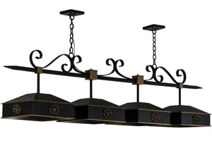 Meyda Tiffany - 155075 - Four Light Island Pendant - Stefano - Blackwash/W Gold Accents