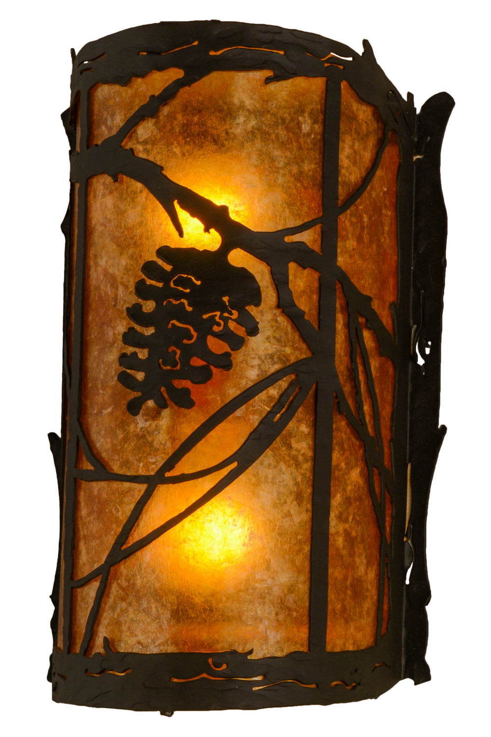 Meyda Tiffany - 156617 - Two Light Wall Sconce - Whispering Pines - Exterior Oil Rubbed Bronze