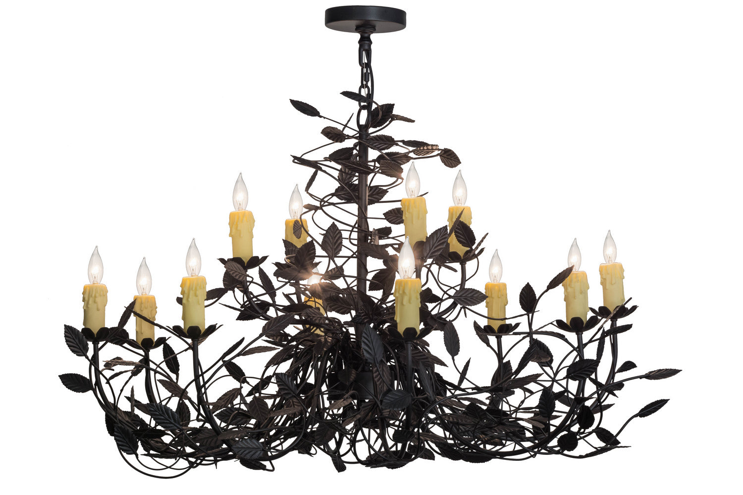 Meyda Tiffany - 157544 - 12 Light Chandelier - Pear Leaf - Black