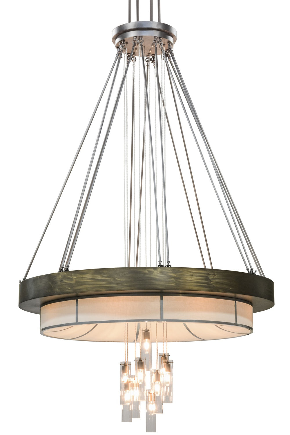 Meyda Tiffany - 158292 - 16 Light Pendant - Cilindro - Extreme Chrome, Antique Copper, And Pewter