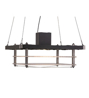 Meyda Tiffany - 158390 - Two Light Pendant - Metropolis - Black Deco/Raw Steel