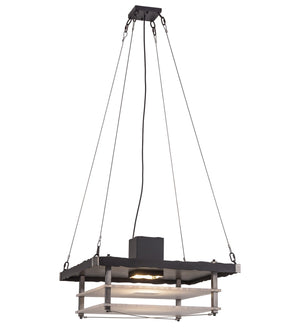 Meyda Tiffany - 158390 - Two Light Pendant - Metropolis - Black Deco/Raw Steel