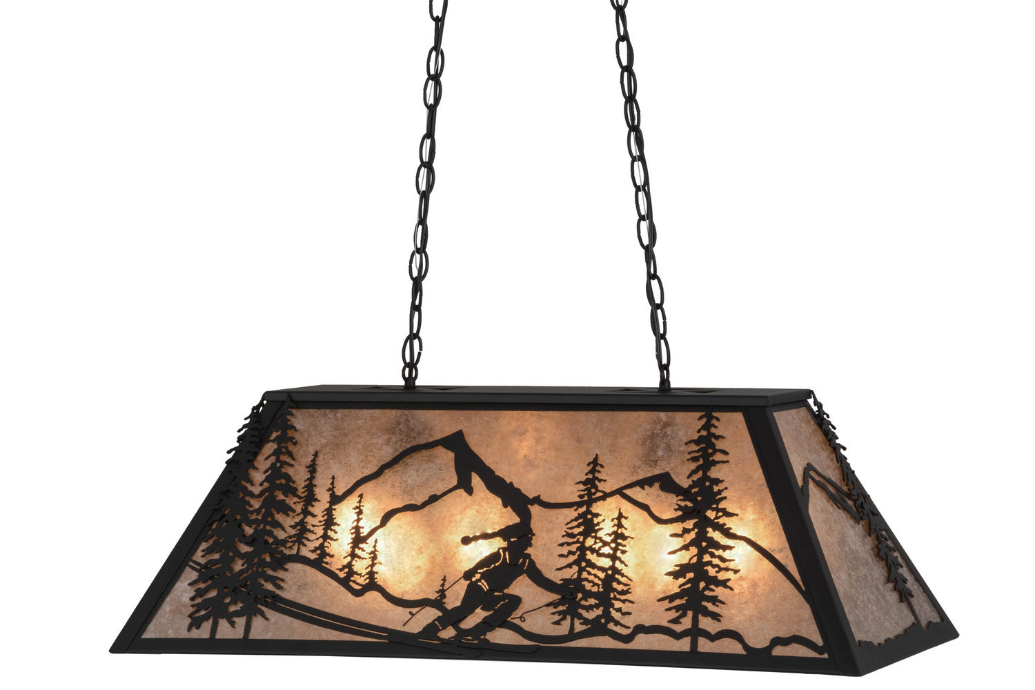 Meyda Tiffany - 158854 - Six Light Oblong Pendant - Alpine - Textured Black