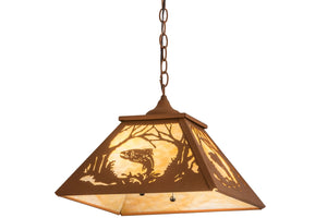 Meyda Tiffany - 159801 - Two Light Pendant - Northwoods Leaping Trout - Earth Powder Coat