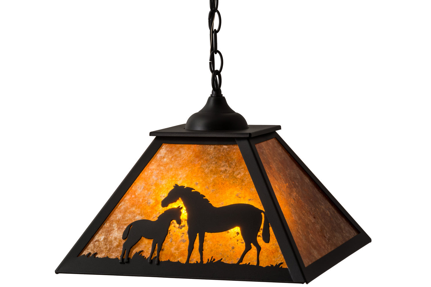 Meyda Tiffany - 160470 - Two Light Pendant - Mare & Foal - Textured Black