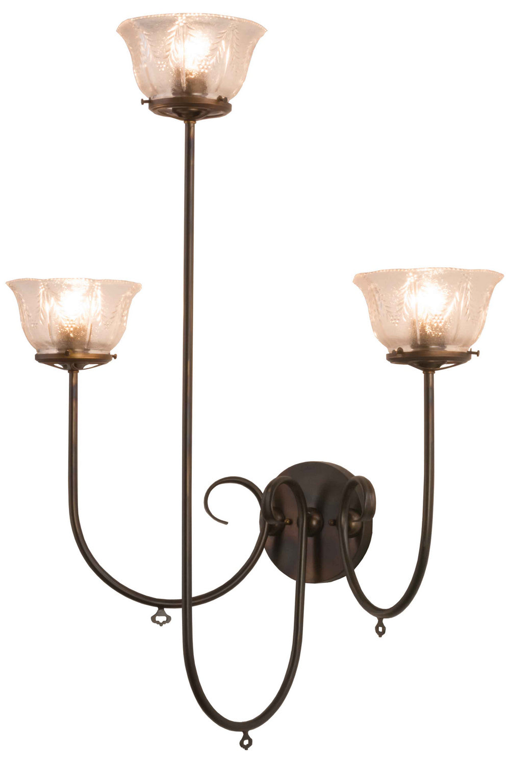 Meyda Tiffany - 160555 - Three Light Wall Sconce - Perennial - Light Burnished Antique Copper