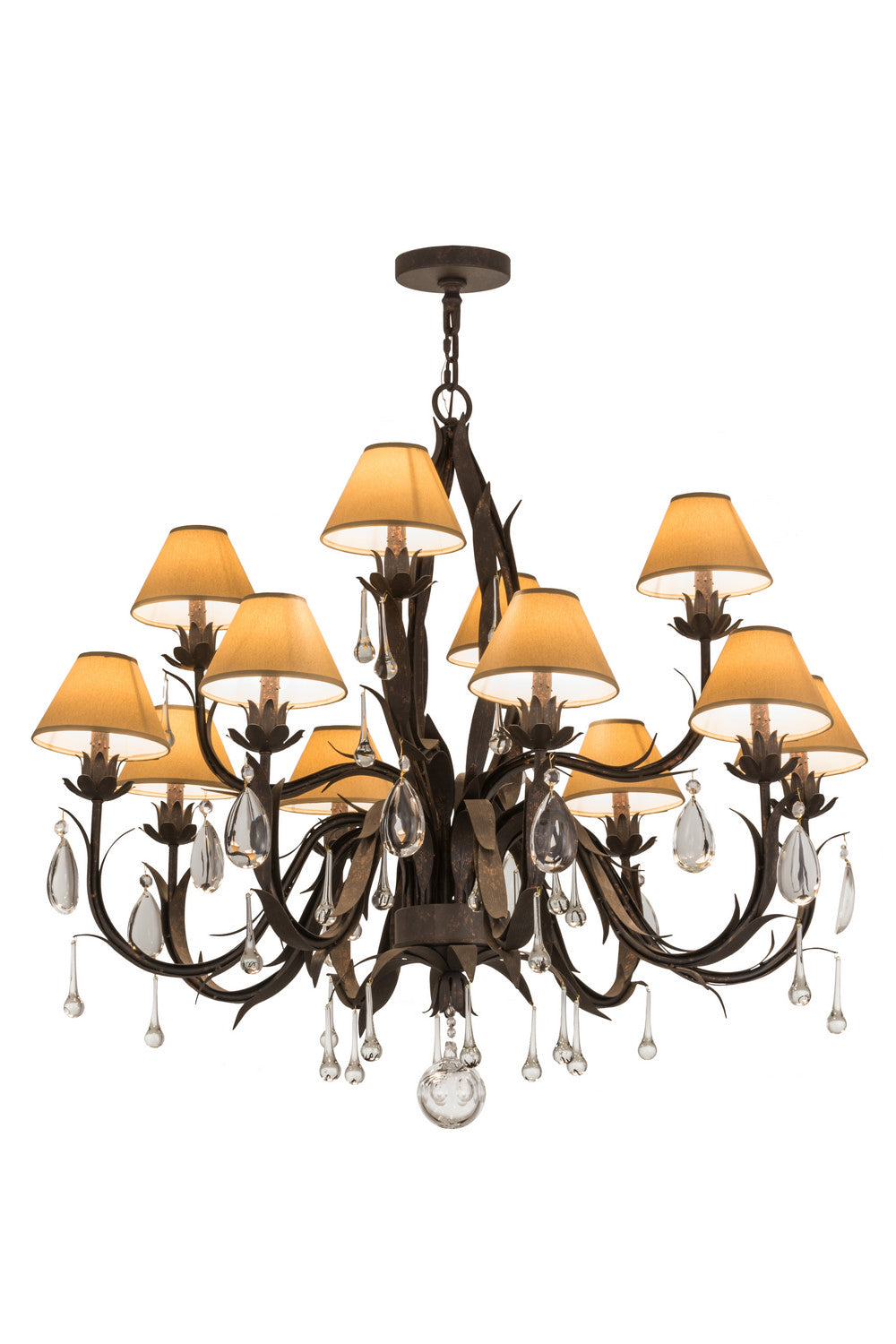 Meyda Tiffany - 161602 - 12 Light Chandelier - Slenderleaf - Copper Rust