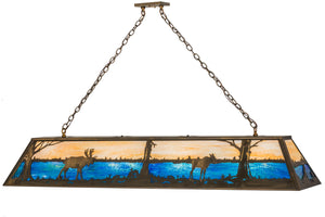 Meyda Tiffany - 162207 - Eight Light Oblong Pendant - Moose At Lake - Antique Copper