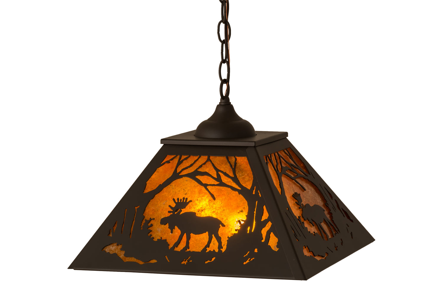 Meyda Tiffany - 162470 - Two Light Pendant - Moose At Dawn - Oil Rubbed Bronze