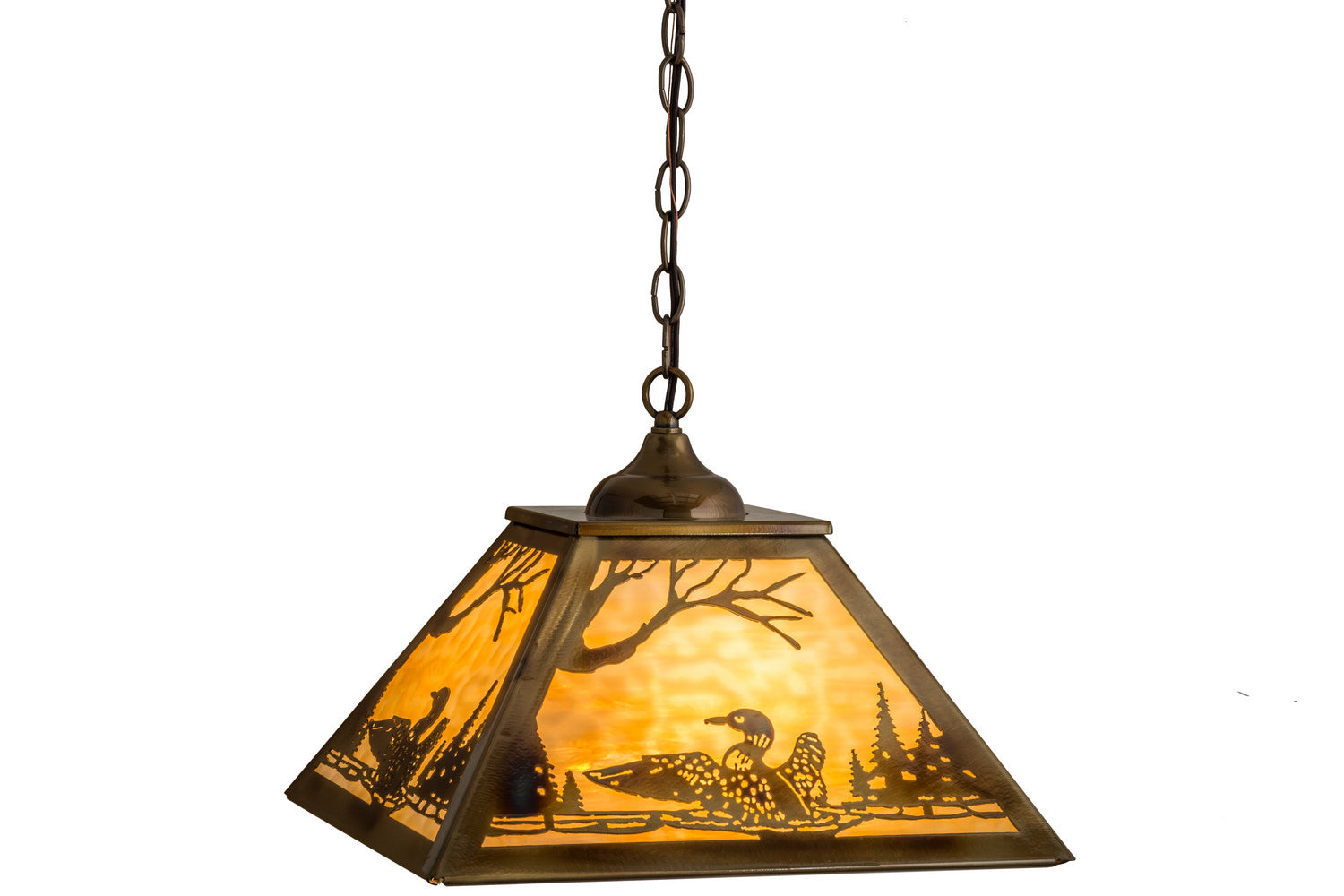 Meyda Tiffany - 164313 - Three Light Pendant - Loon - Light Burnished Brass Tint