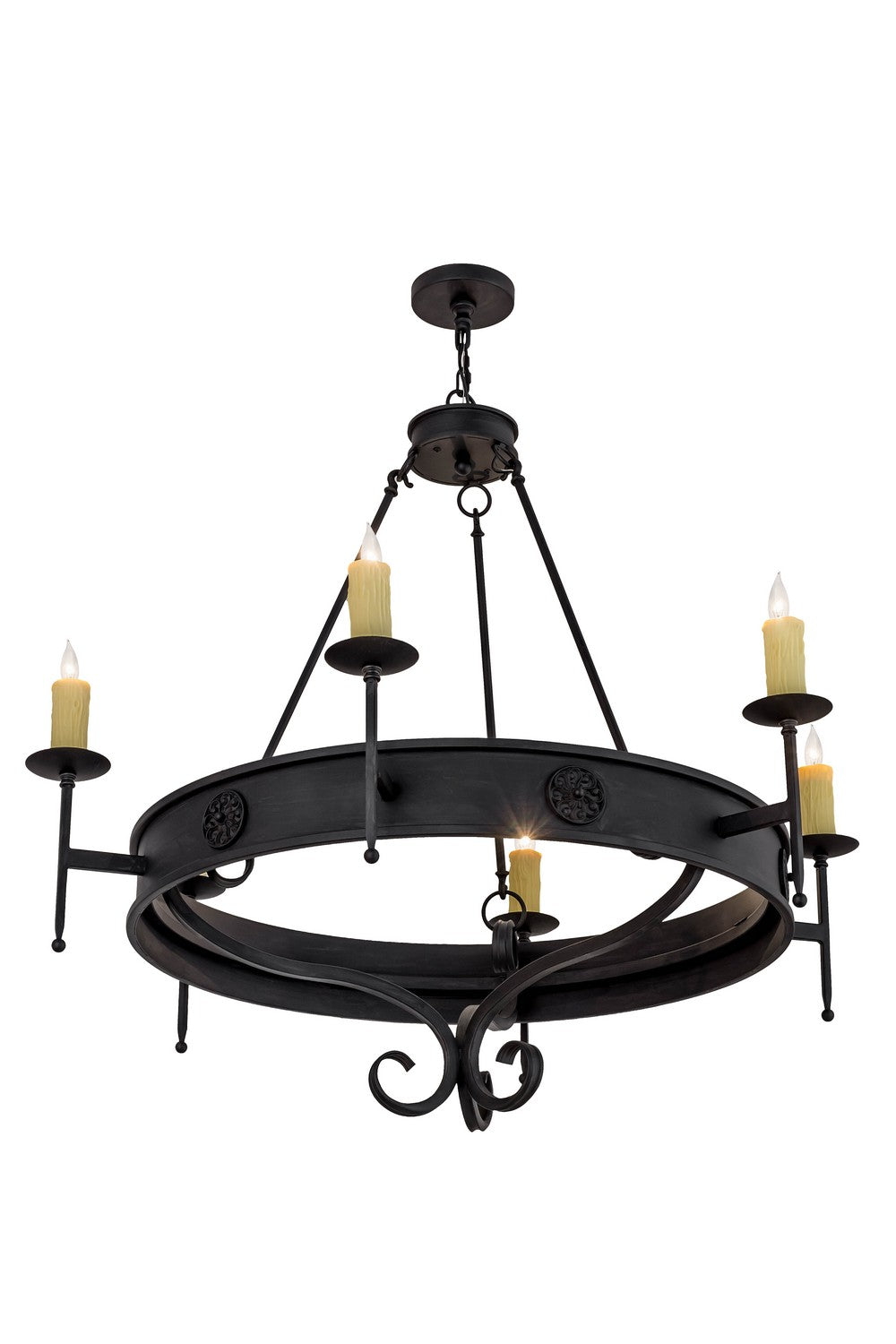 Meyda Tiffany - 166957 - Six Light Chandelier - Lorenzo - Black Metal