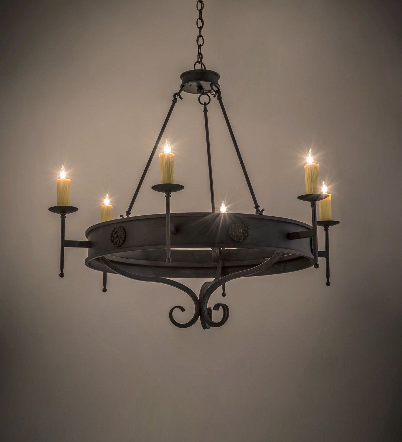 Meyda Tiffany - 166957 - Six Light Chandelier - Lorenzo - Black Metal