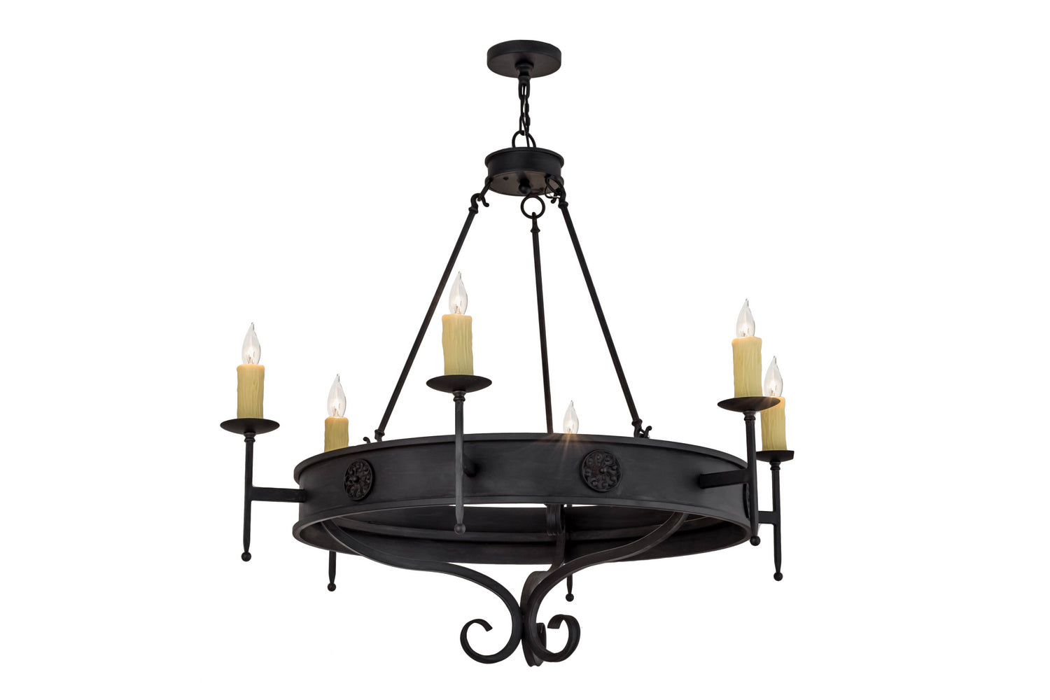 Meyda Tiffany - 166957 - Six Light Chandelier - Lorenzo - Black Metal